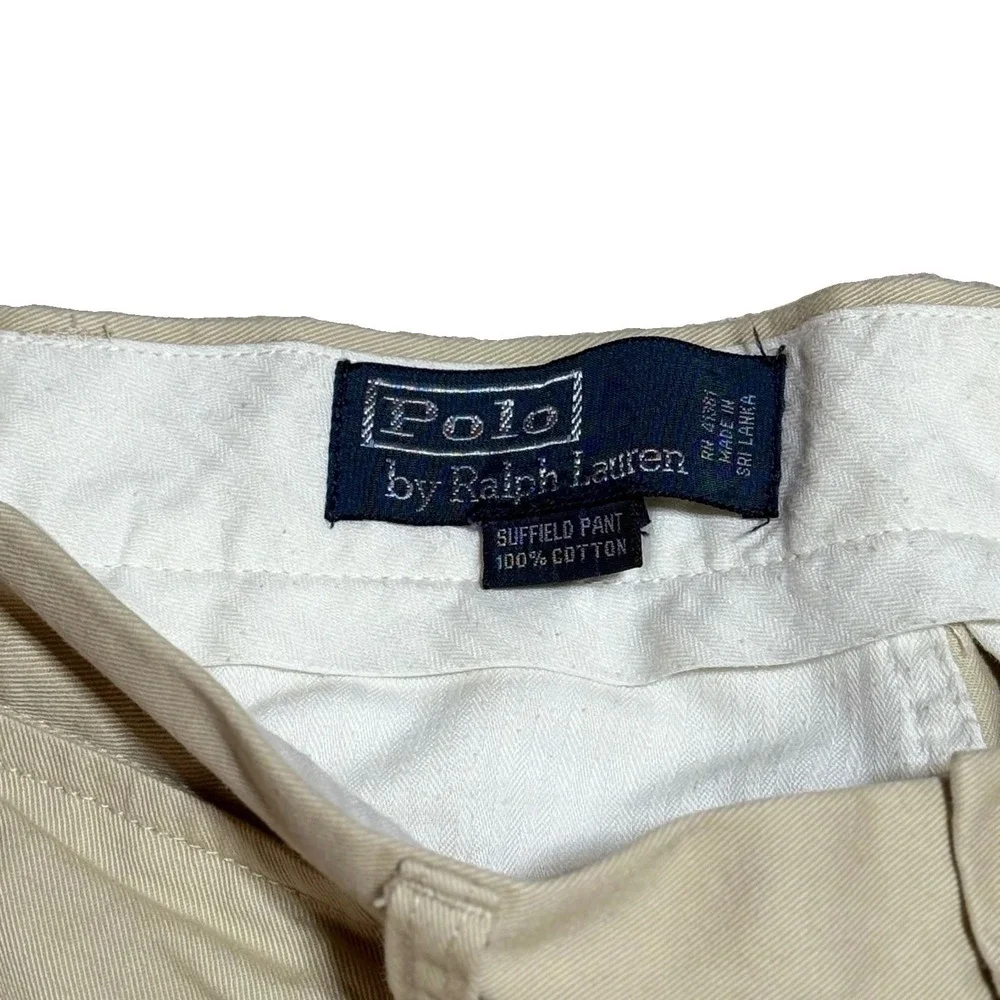 Polo Ralph Lauren Suffield Pant Mens 33x32 Tan Khaki Cotton Chino Straight Leg